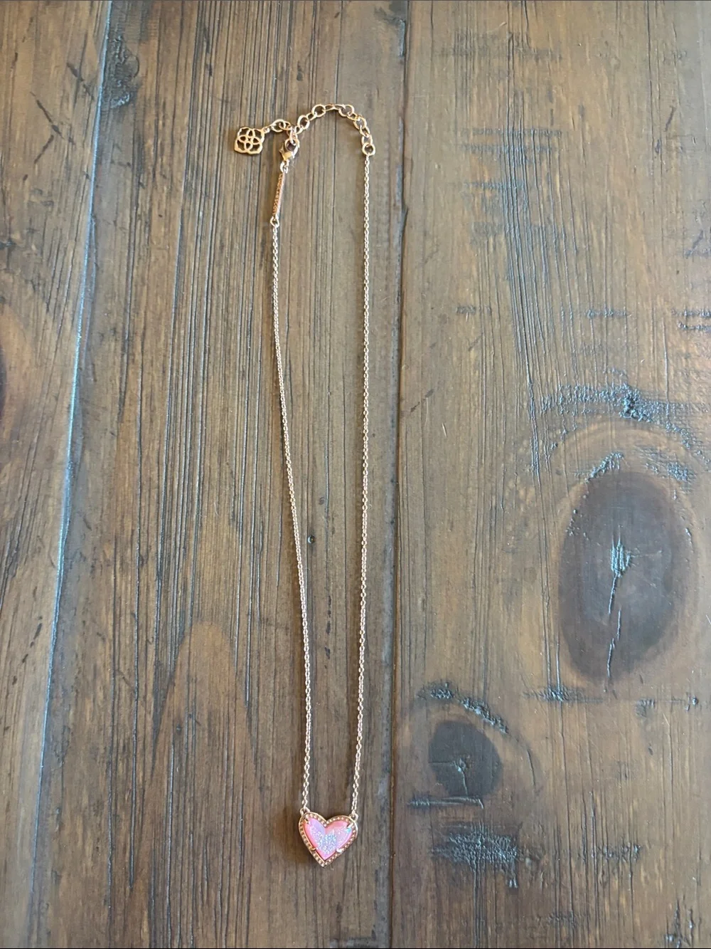 Kendra Scott Rose Gold Heart Necklace with Pink Pendant